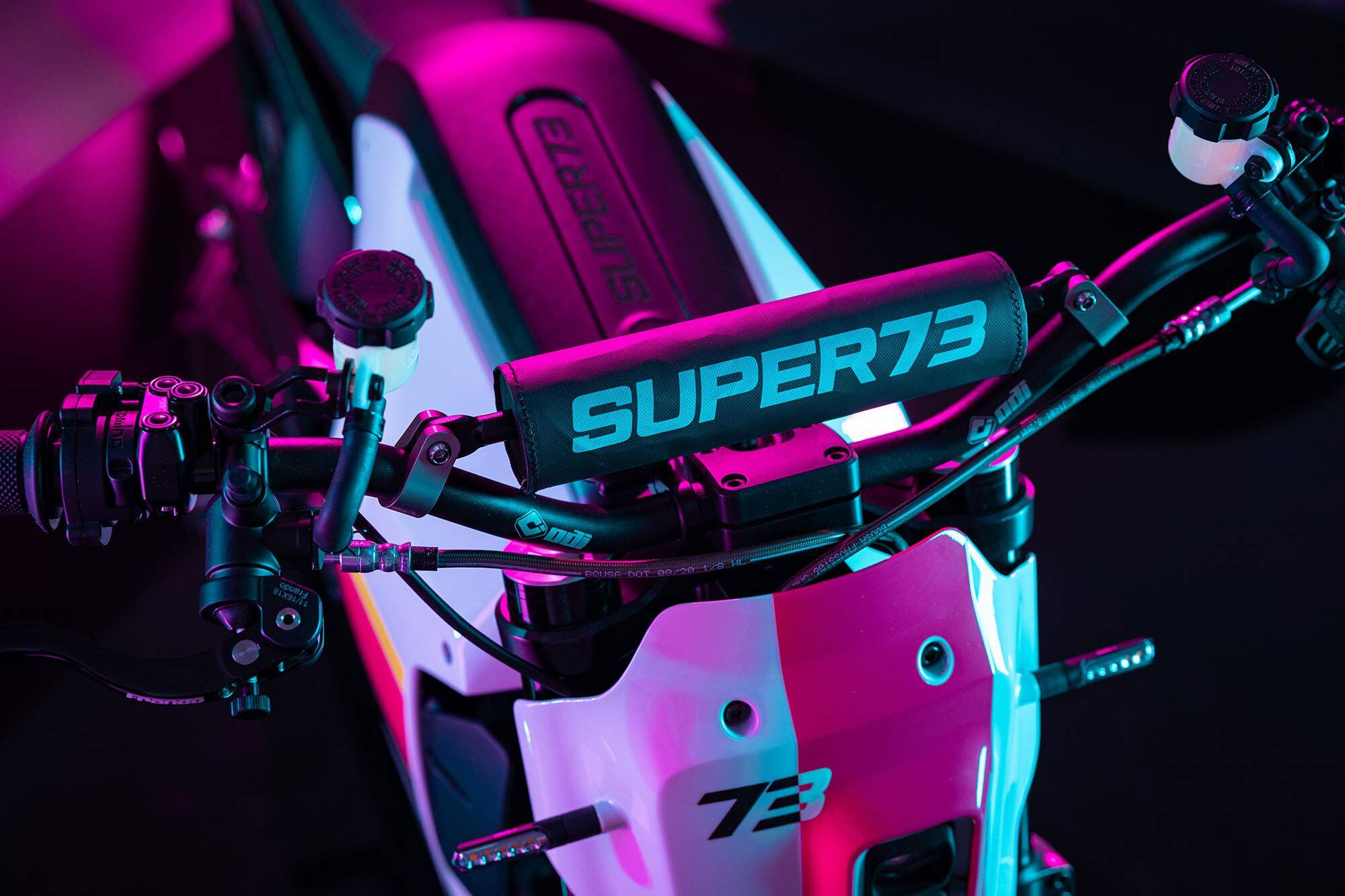 ODI handlebars and Frando levers on the Super73-C1X electric motorcycle concept.