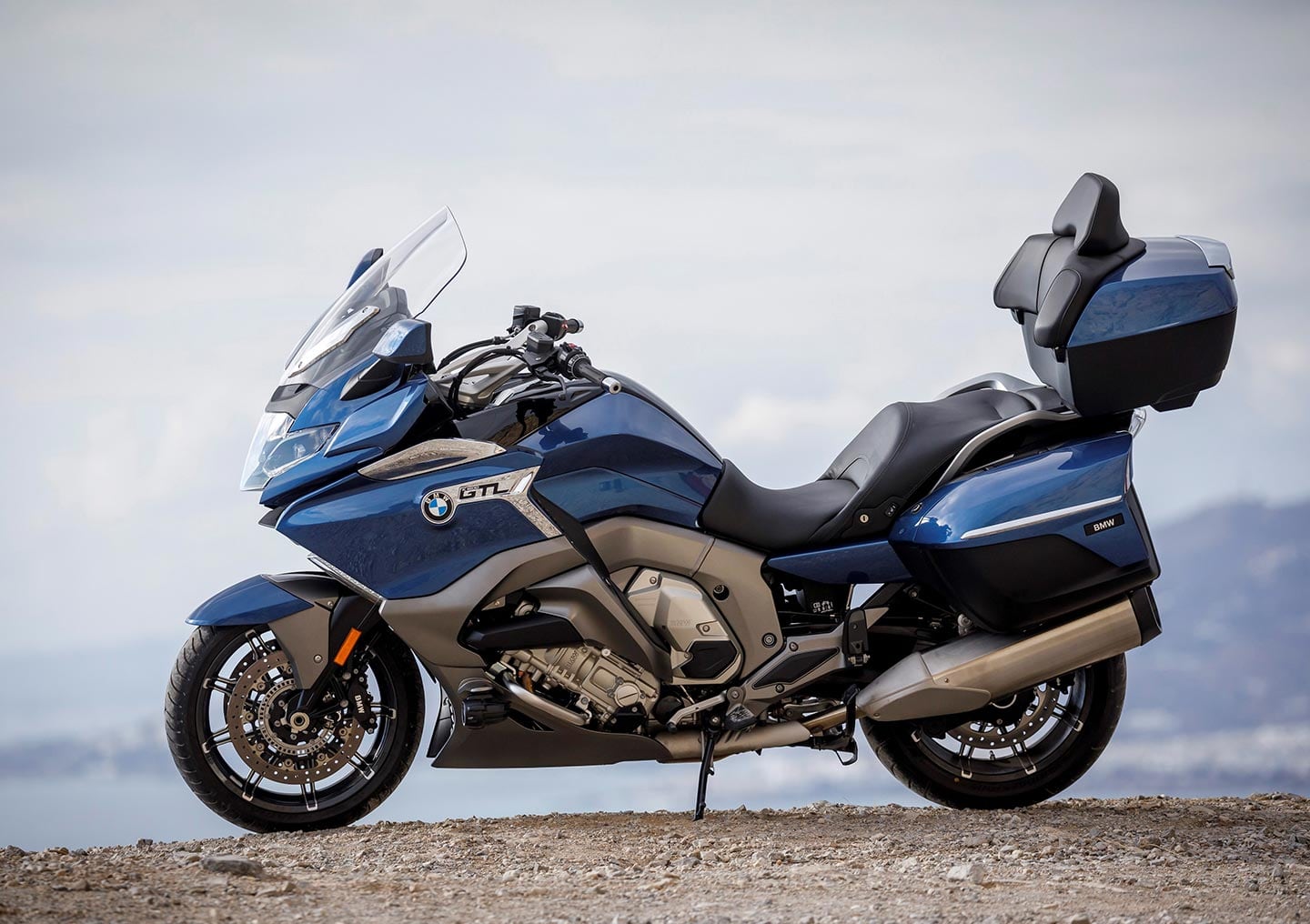 2024 BMW K 1600 GTL parked on coastal terrain