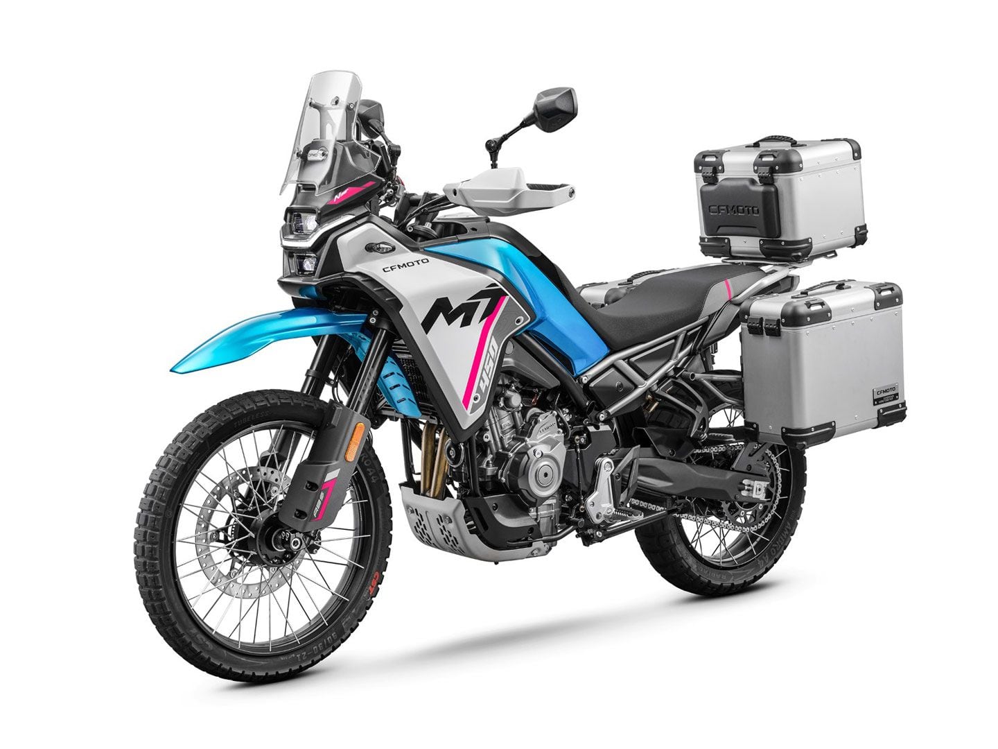 On the 2024 CFMoto 450MT, switchable Bosch supplied ABS comes standard.