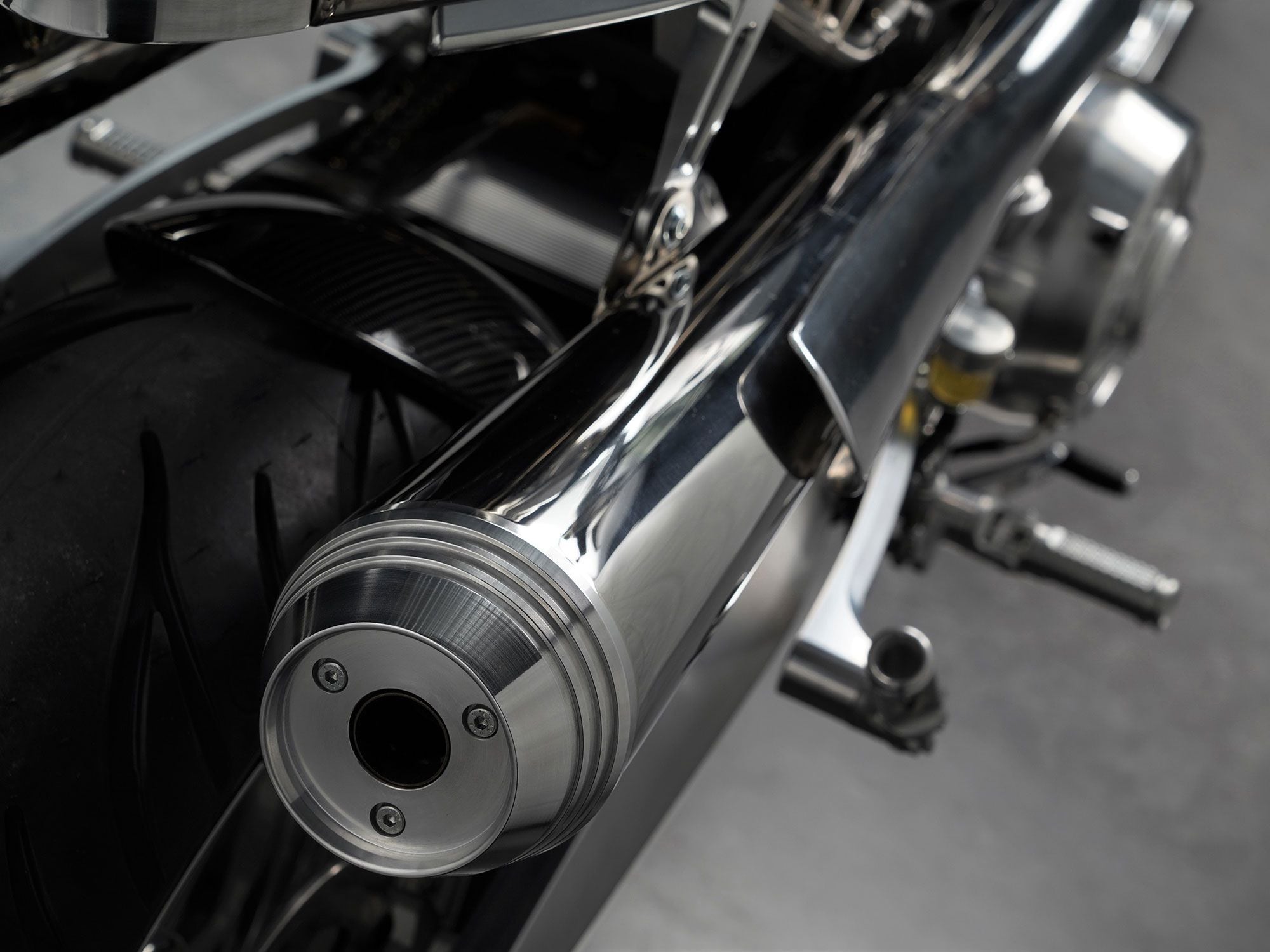 Even the high-mount pipes on either side sport meticulous detailing.