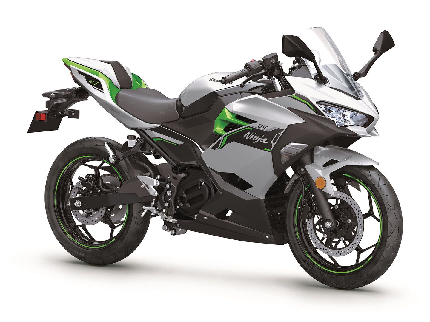 Kawasaki’s Ninja e-1 has a higher top speed when compared to the naked Z e-1—52 mph in Road mode and 37 mph in Eco mode. Top speed potential increases when using the e-boost function, which can be applied for up to 15 seconds at a time and brings top speed to 65 mph.