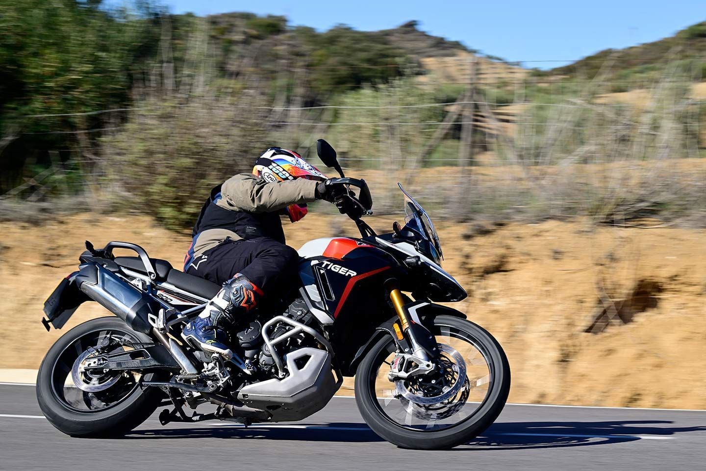 Despite longer suspension travel and a 21-inch front tire, the Tiger 900 Rally Pro is excellent on the street.
