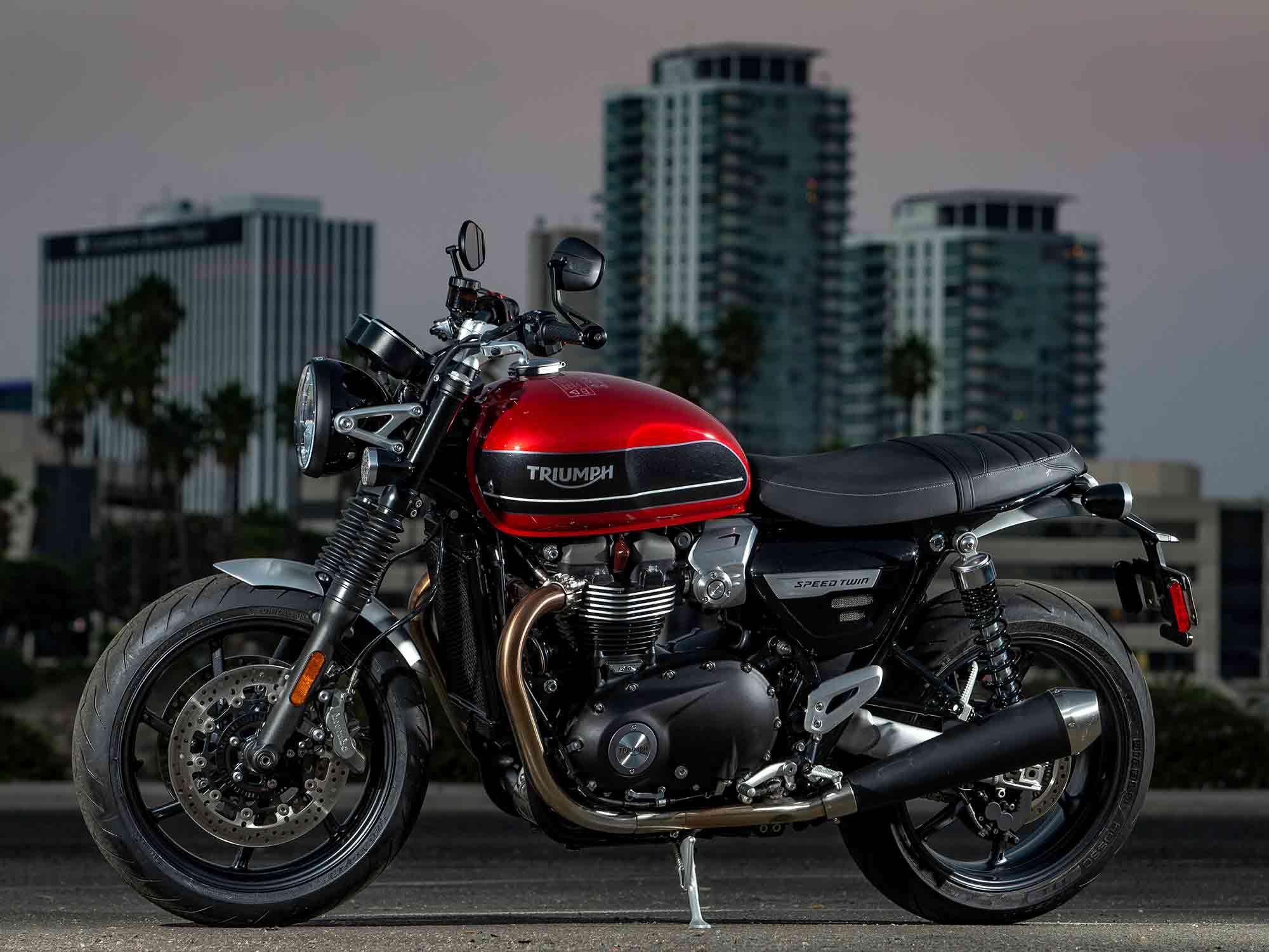 Combining the look of a classic British twin with a sporty, Thruxton-derived chassis and torquey 1,200cc parallel twin brought new magic to Triumph’s Classic line.