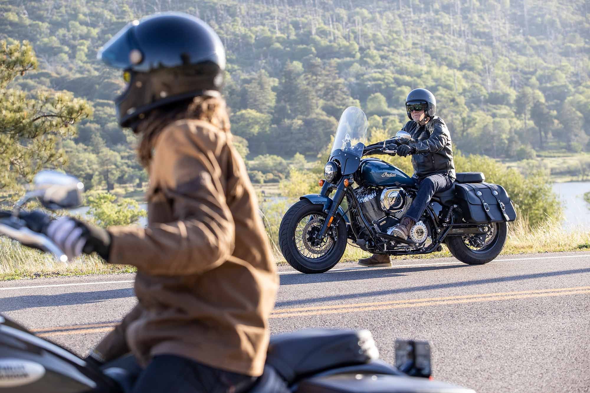 Roadside discussion and comparison helps break up long miles during test days.