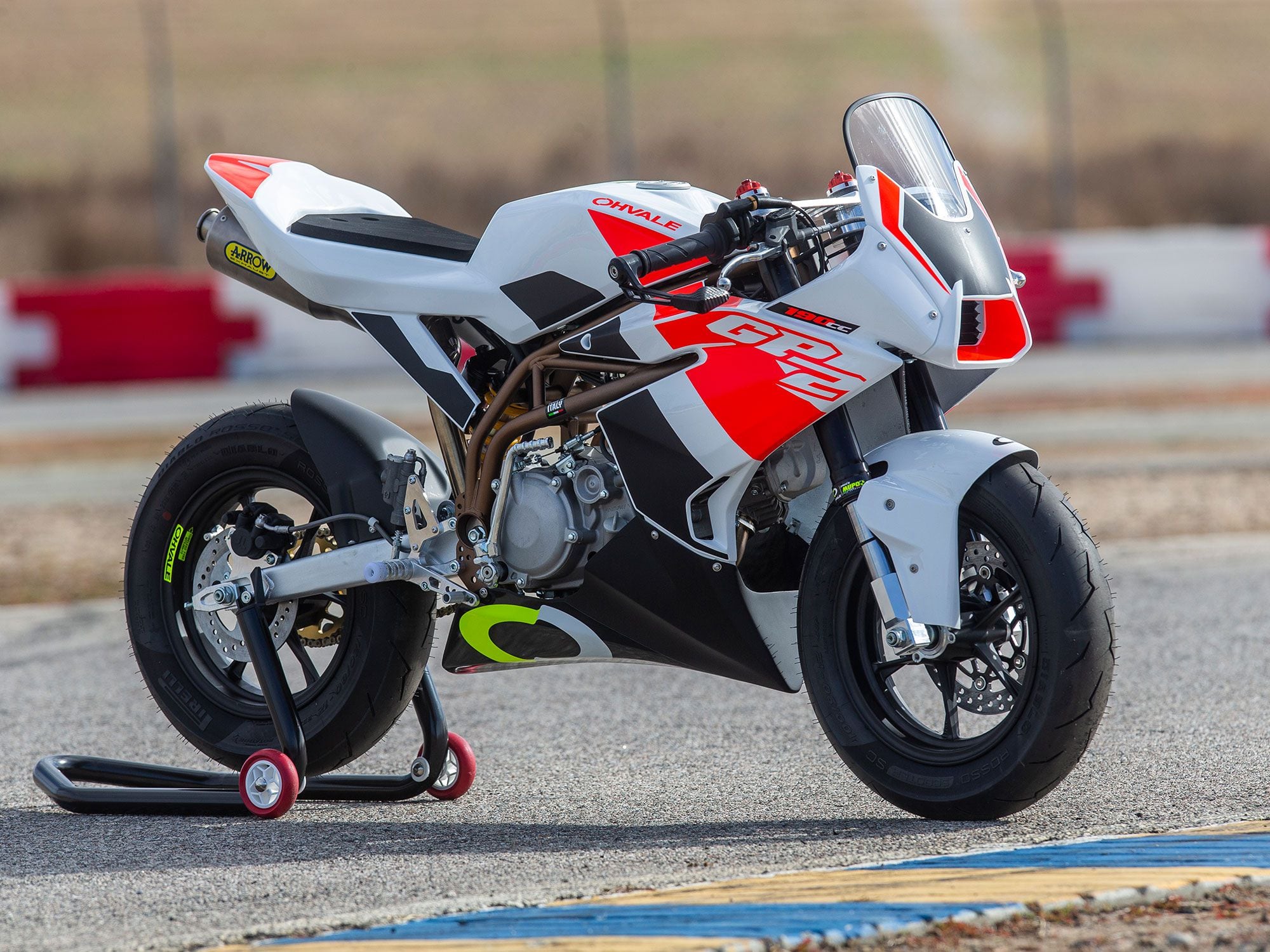 The Ohvale GP-2 190 is a small-scale, but full-spec racebike riding on 12-inch wheels.