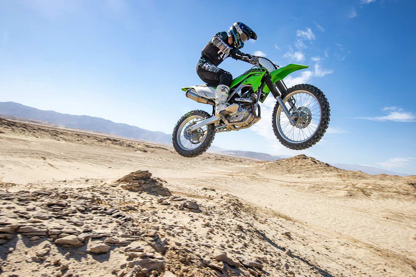 Although the KLX230R is labeled a “trail bike” it proved to be quite sporty.