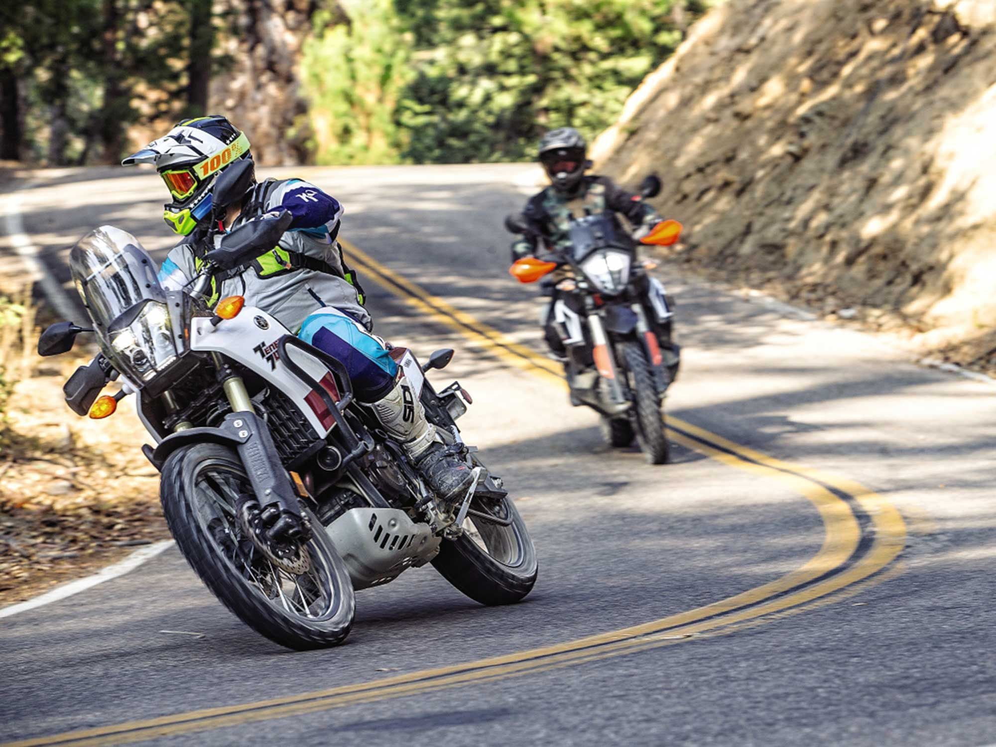 The Ténéré 700 outperforms the 790 Adventure R on tight and twisting mountain roads.