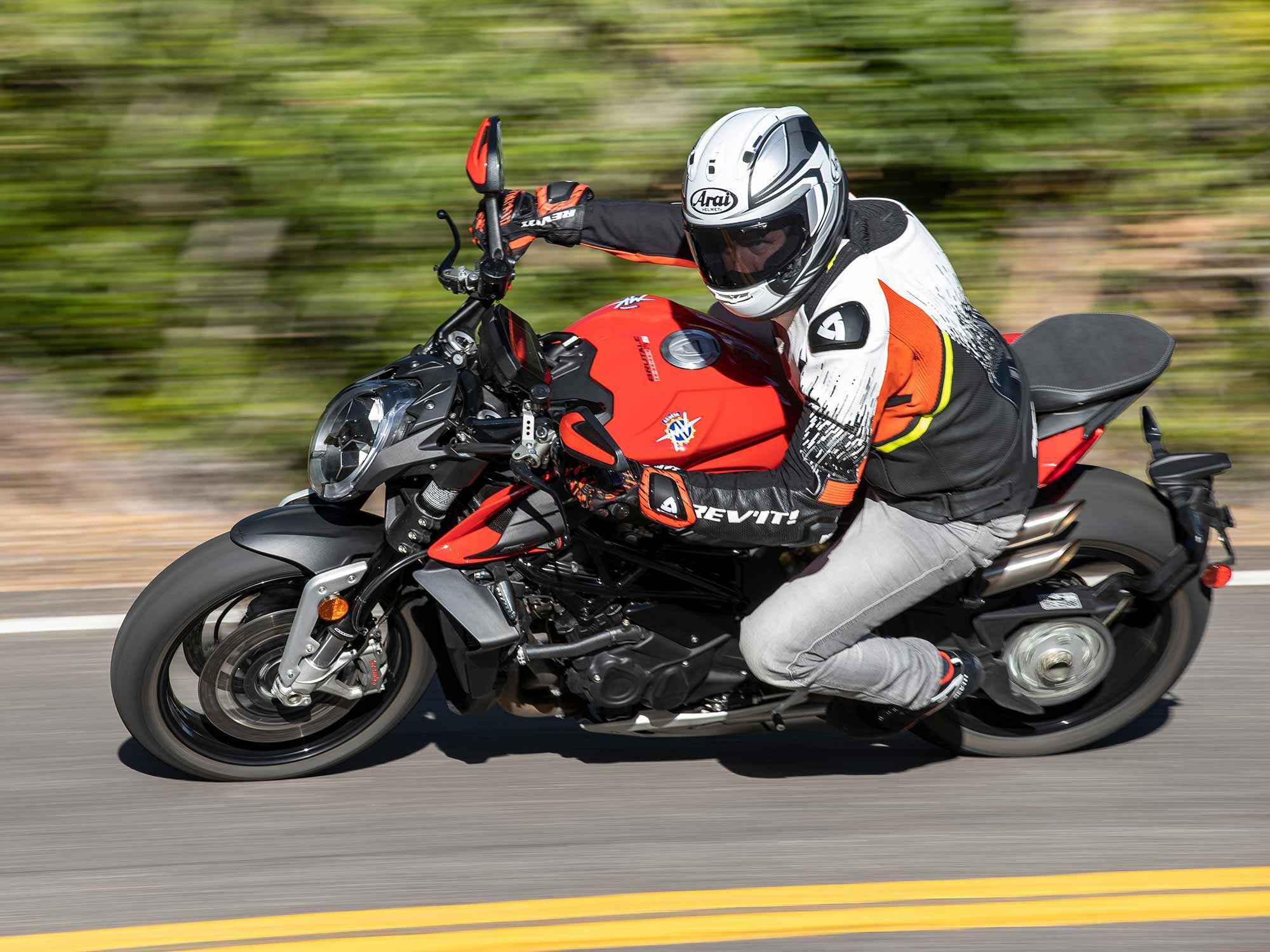 Pirelli Diablo Supercorsa SP tires and the traction control keep the MV Agusta hooked up.