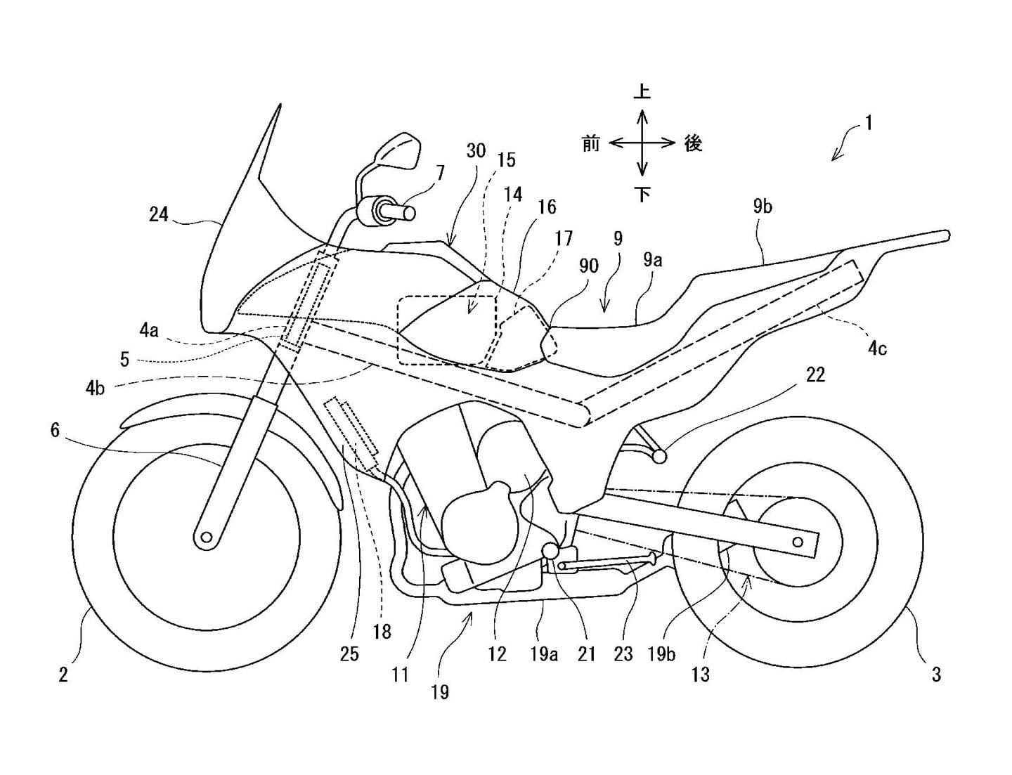 The second model Kawasaki submitted patents for is the Versys Hybrid.