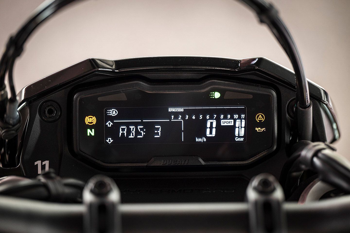 A 3.8-inch LCD display outclasses the competition, but is difficult to reference at speed. Perhaps the move to large TFT displays across all of motorcycling has spoiled us.