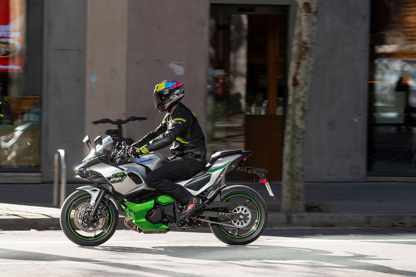 Riding the Kawasaki Ninja 7 Hybrid in Barcelona, Spain. The Ninja 7 is the world’s first mass-production strong hybrid motorcycle.