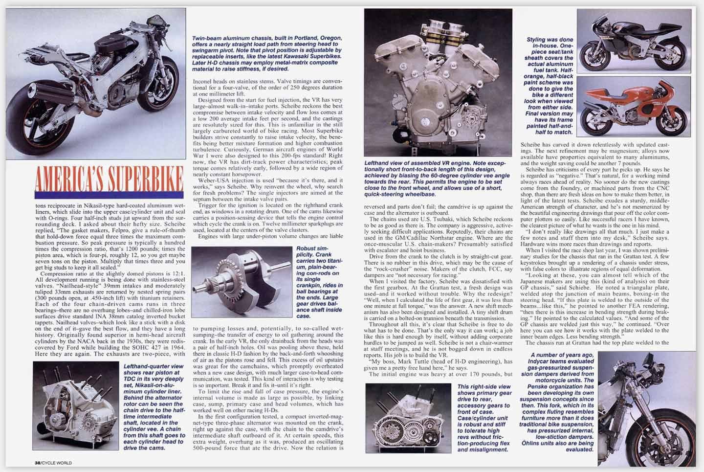 The second spread from “America’s Superbike,” in the March 1994 issue of <i>Cycle World</i>.