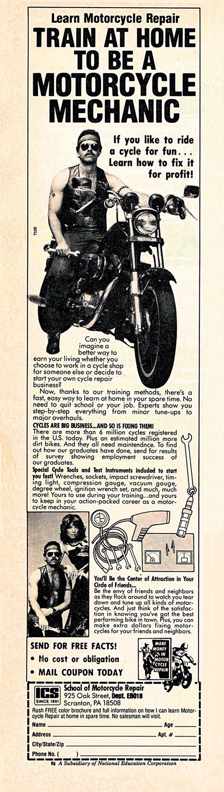 Learn Motorcycle Repair Cycle World Vintage Motorcycle Magazine Ads Cycle World