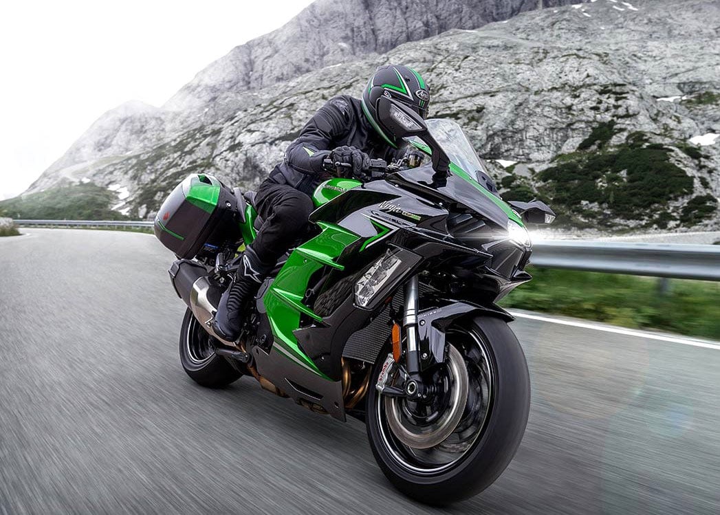 2024 Kawasaki Ninja H2 SX SE riding on mountain road