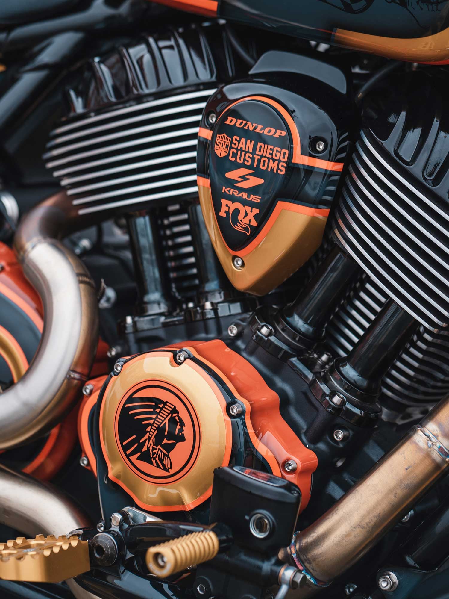 The Indian Chief Dark Horse version packs the higher-compression Thunder Stroke 116 engine which Hart accented with new covers and graphics, though no word on if he did any internal tinkering.