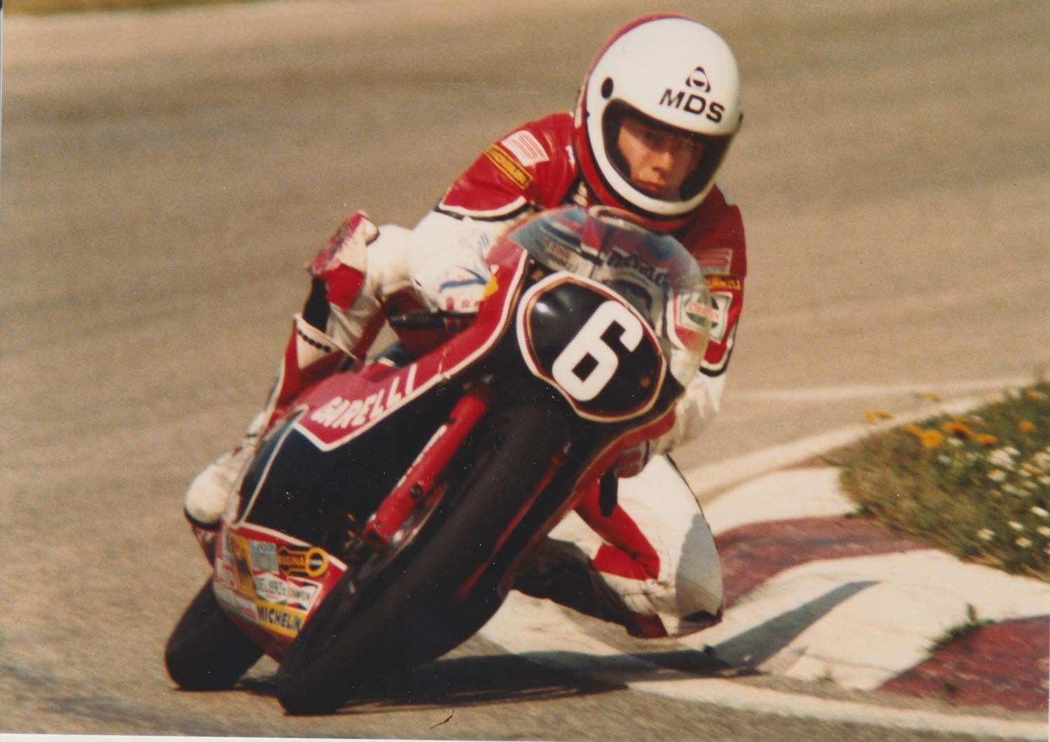 Gresini racing for Garelli in 1985.