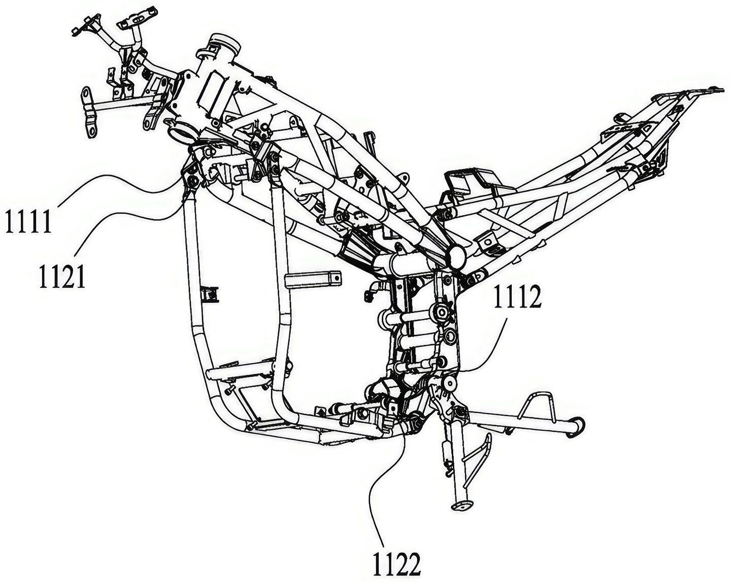 The tubular-steel frame is borrowed from other models in CFMoto’s lineup.