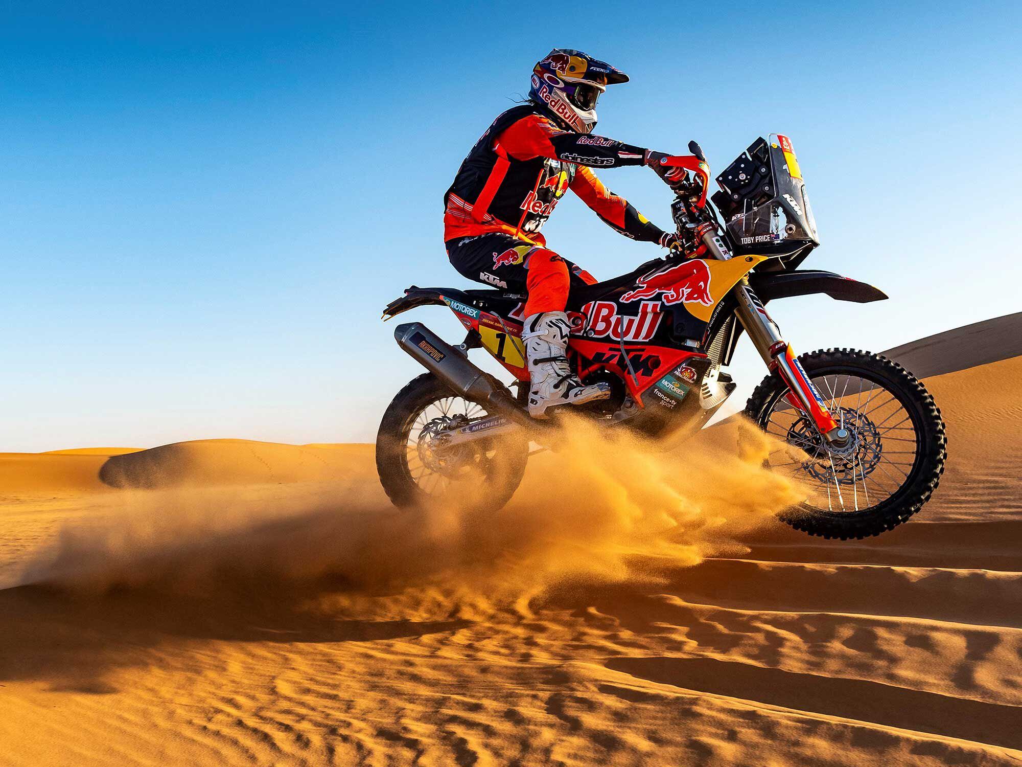 Toby Price on last year’s bike in the 2020 Dakar Rally.
