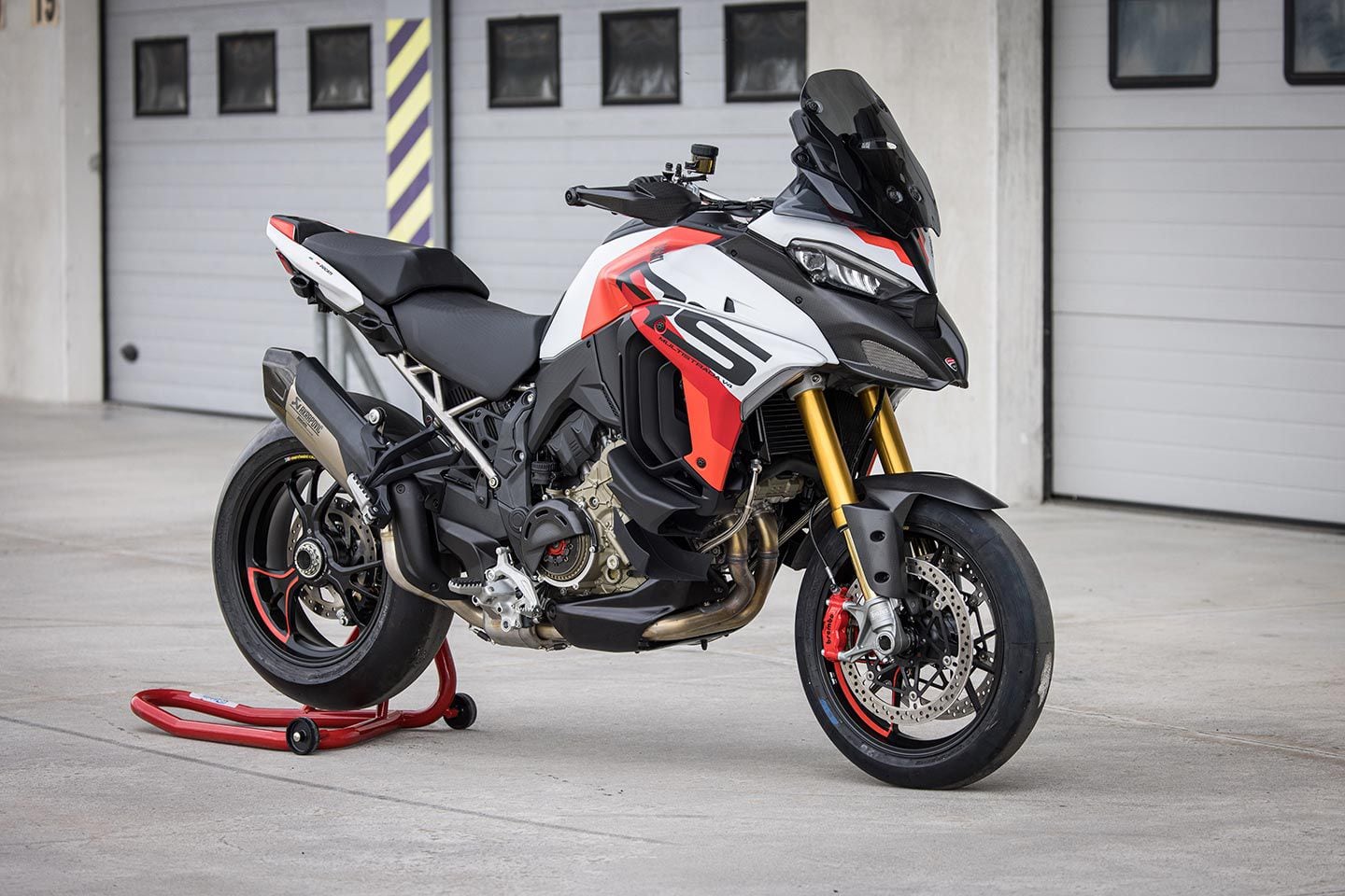 Our Multistrada V4 RS test unit was equipped with Pirelli slicks for a day at the track.