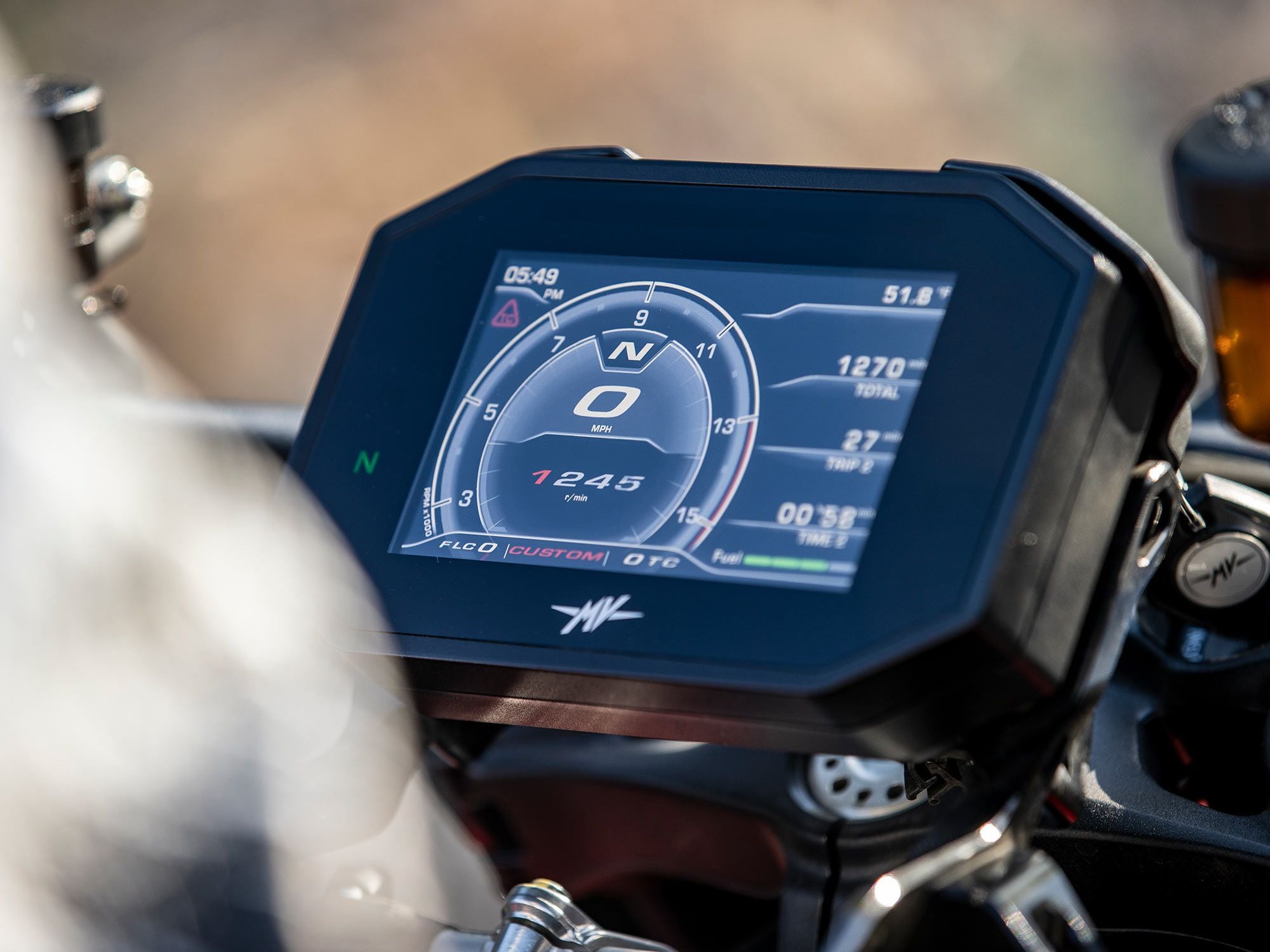 Much can be accomplished via the TFT screen including adjustment of the steering damper, Bluetooth connection, along with ABS and Traction Control fine-tuning.