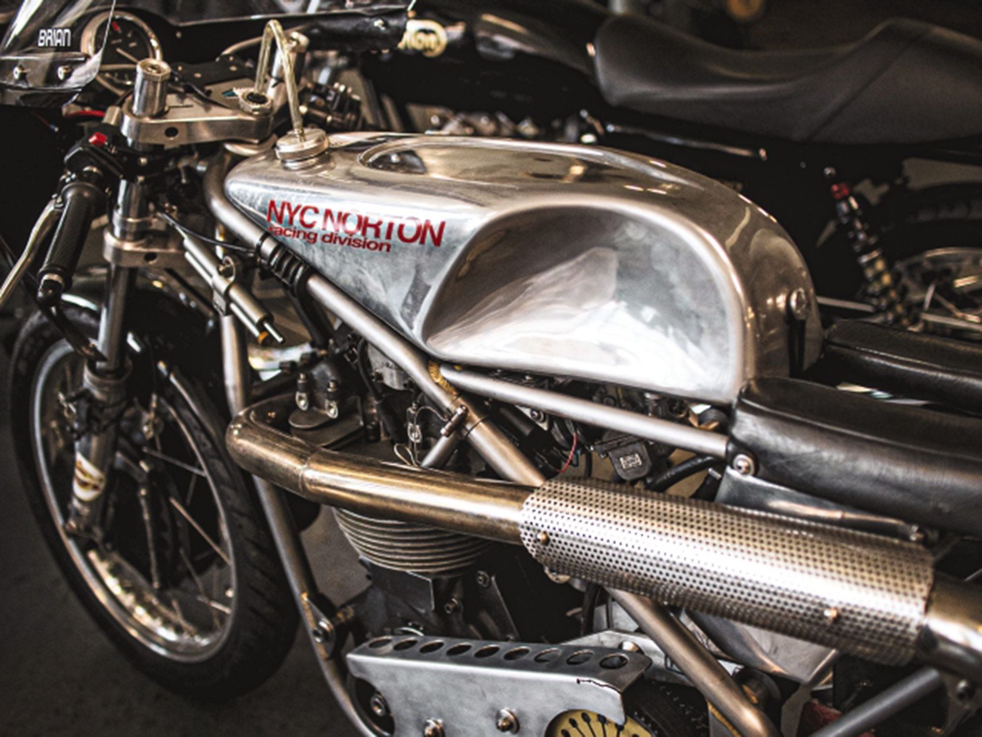 Cummings says of NYC Norton’s Seeley Commando racers: “When you’re on the gas, these bikes are incredible; when you’re not riding them hard, they just fight you all the way. Featherbeds are a little easier, a little more forgiving.”