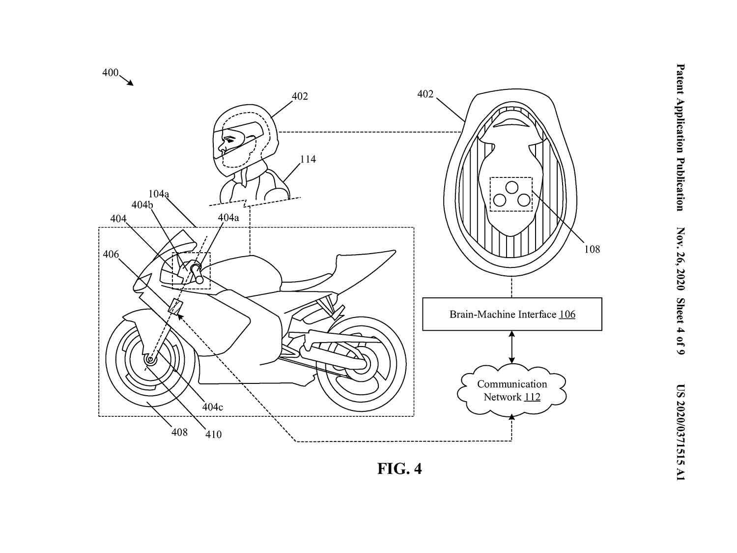 A helmet with built-in electrodes would pick up brainwaves and send them to the bike’s onboard computer for interpretation.