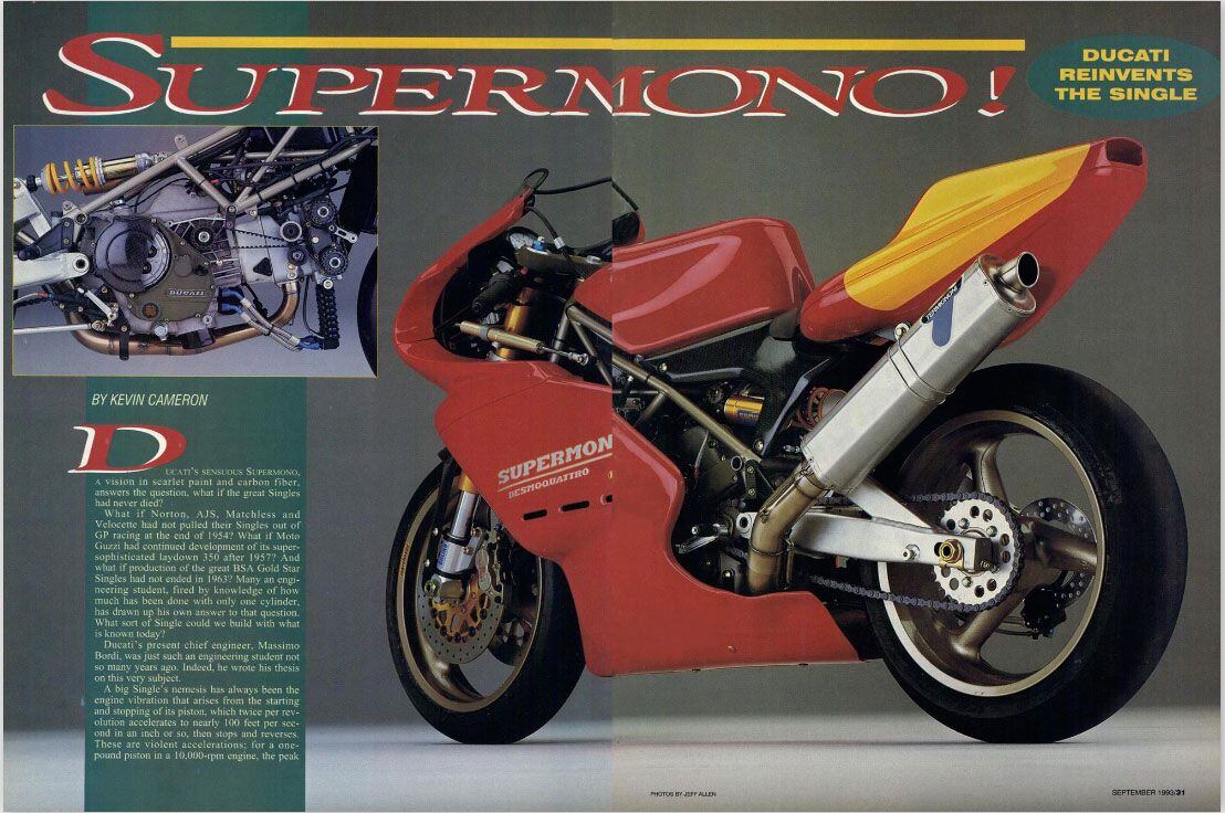 Ducati’s Supermono appeared on the pages of Cycle World in the September 1993 issue.