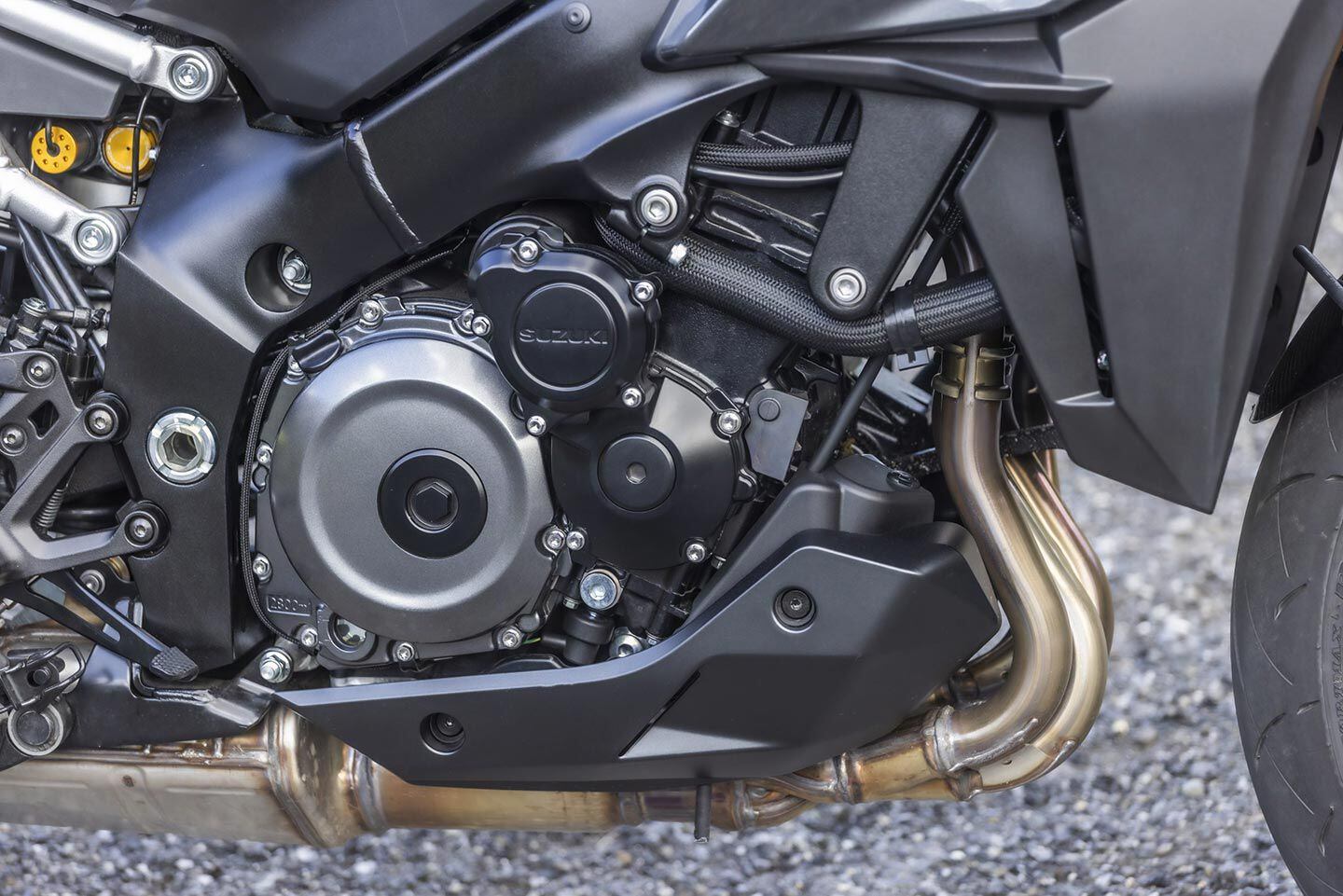 The engine, like the unit in the GSX-S1000GT, can trace its roots back to the GSX-R1000 engine from 2005.