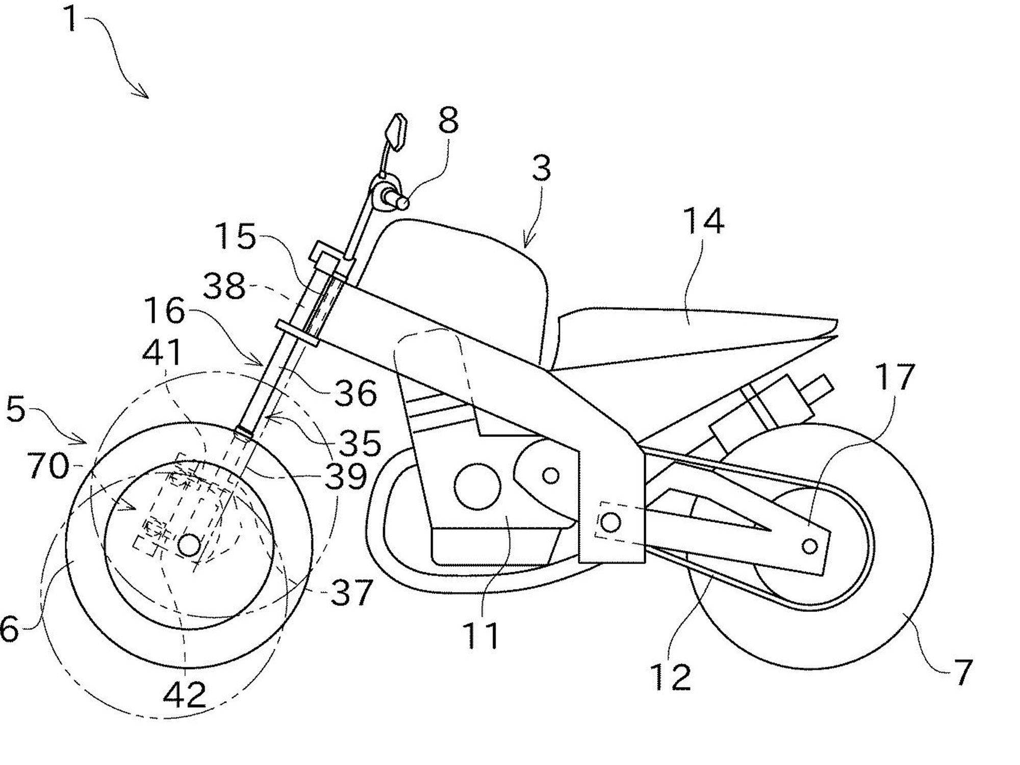 Kawasaki’s new tilting trike patents reveal a system that can be bolted in place of the front wheel on almost any conventional bike.
