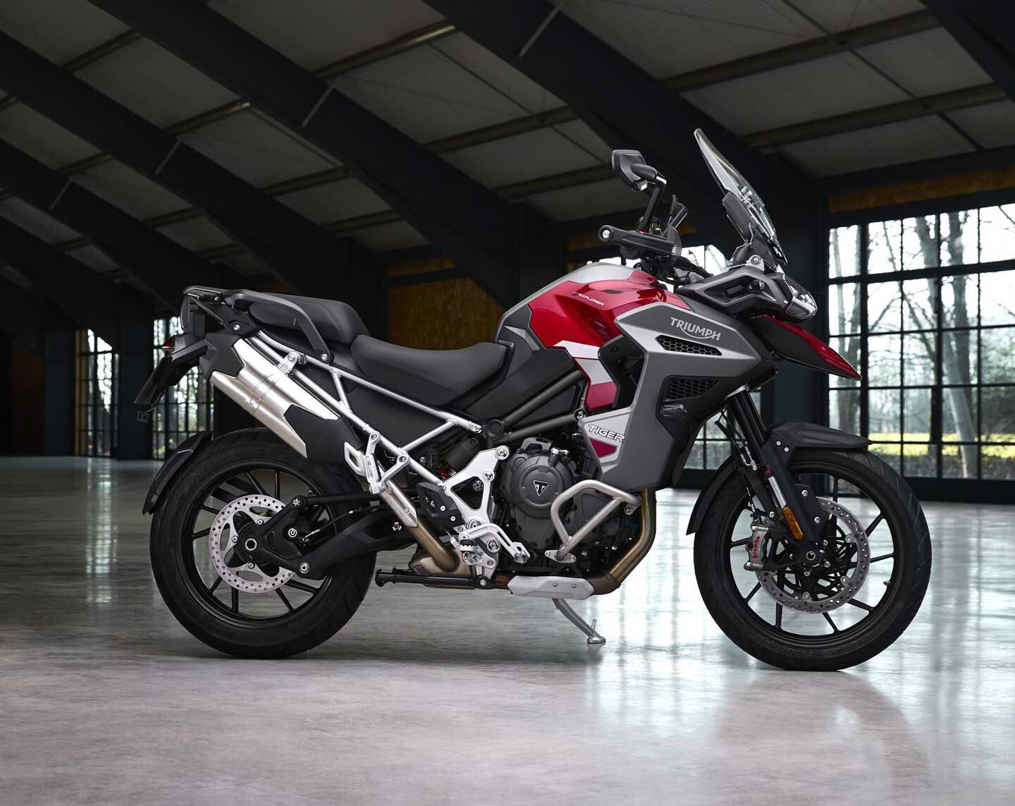 The 2024 Triumph Tiger GT Explorer in Cardinal Red. MSRP is $23,795.