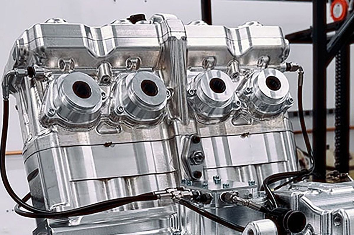 Vance & Hines’ 16-valve billet cylinder head atop billet cylinders and crankcase.