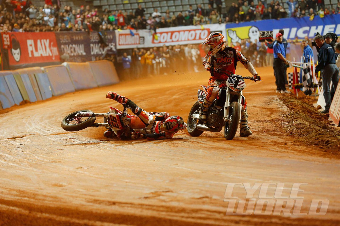 2014 Superprestigio Dirt Track Crash Sequence Photos- Marquez vs. Baker ...