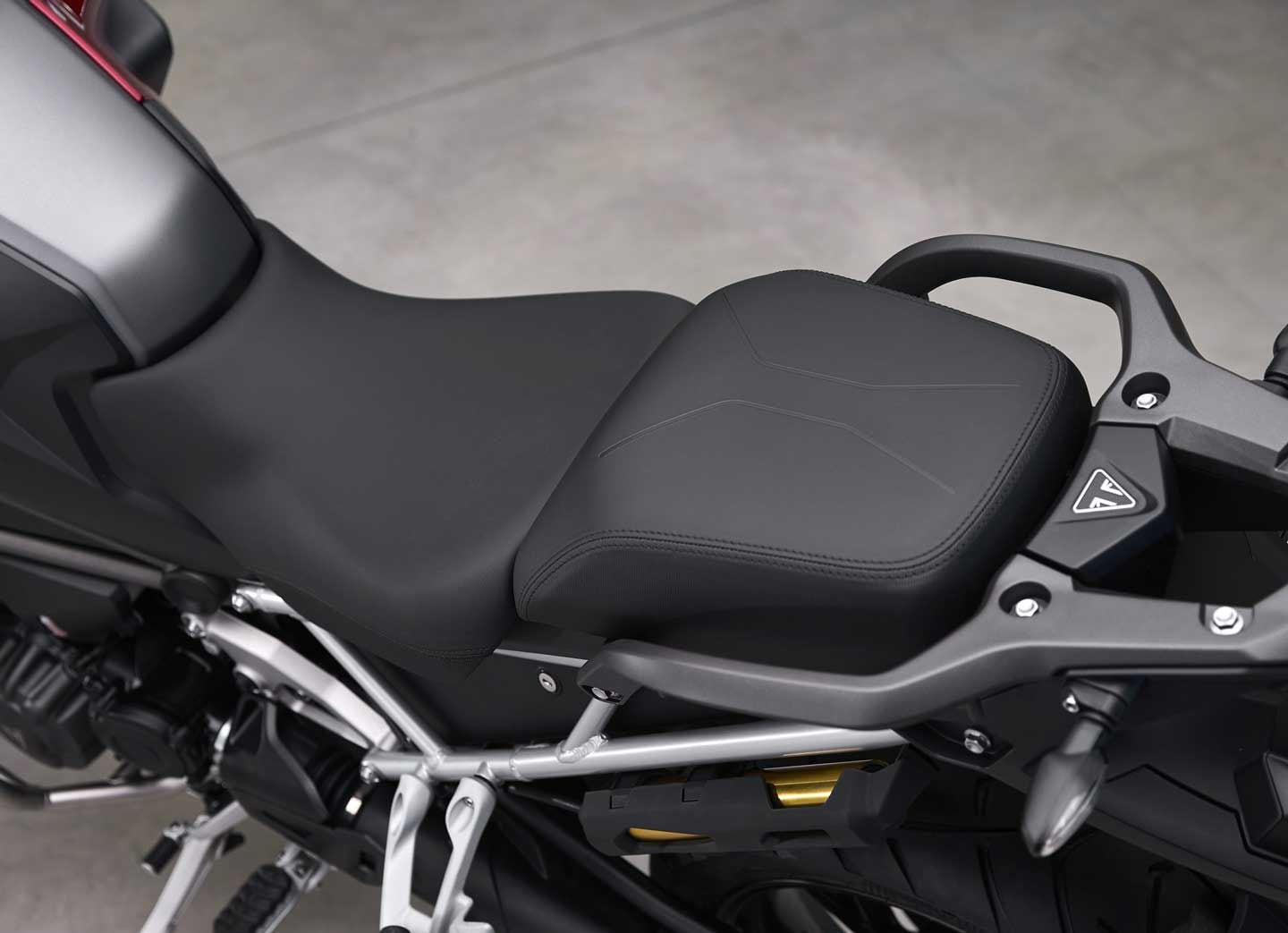 Redesigned rider seat gets a flatter profile, and standard Active Preload Reduction can lower height by up to 0.8 of an inch. The addition of an accessory low seat gets you even lower.