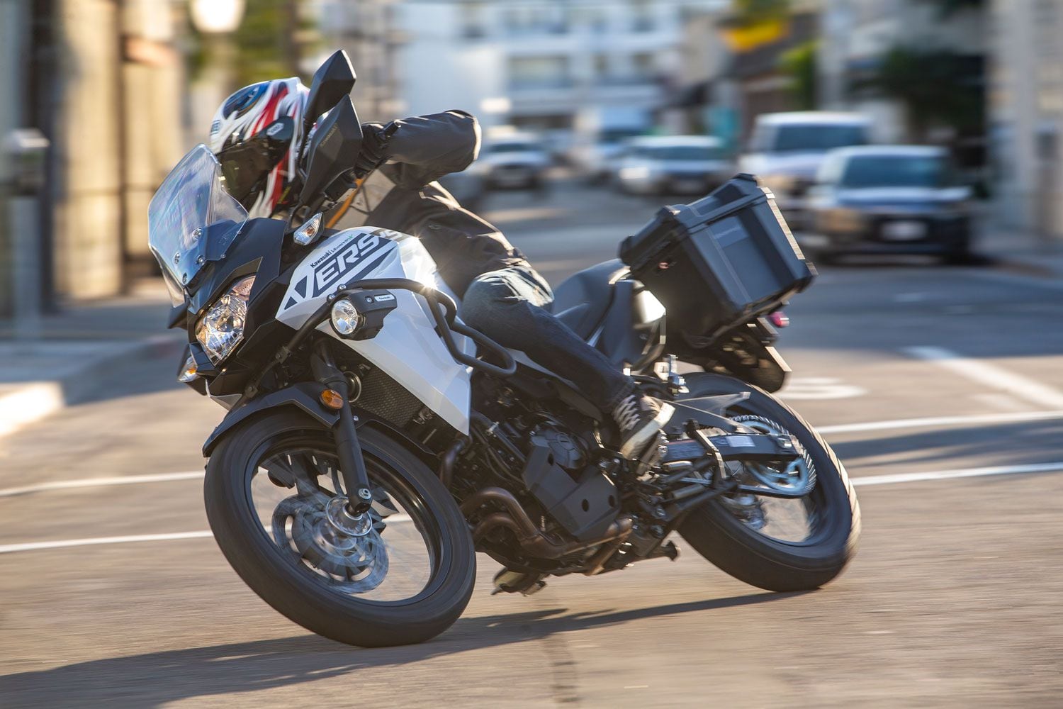 The Versys-X has enough cornering clearance for tight twists and turns at a good pace.