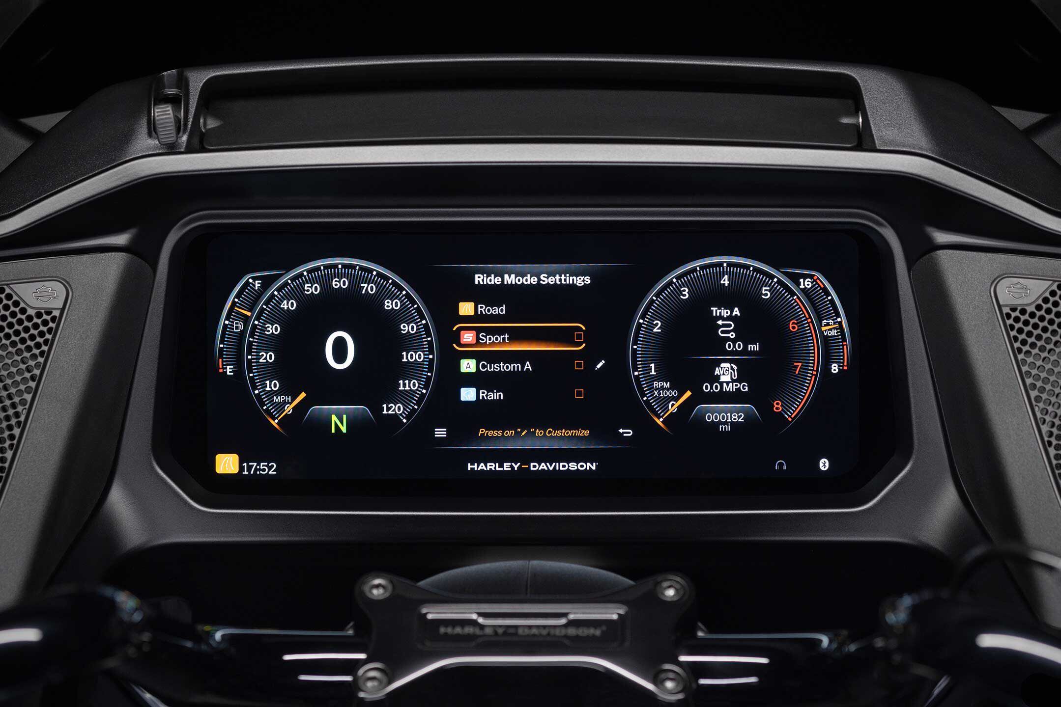 The Road Glide’s 12.3-inch touchscreen TFT display.