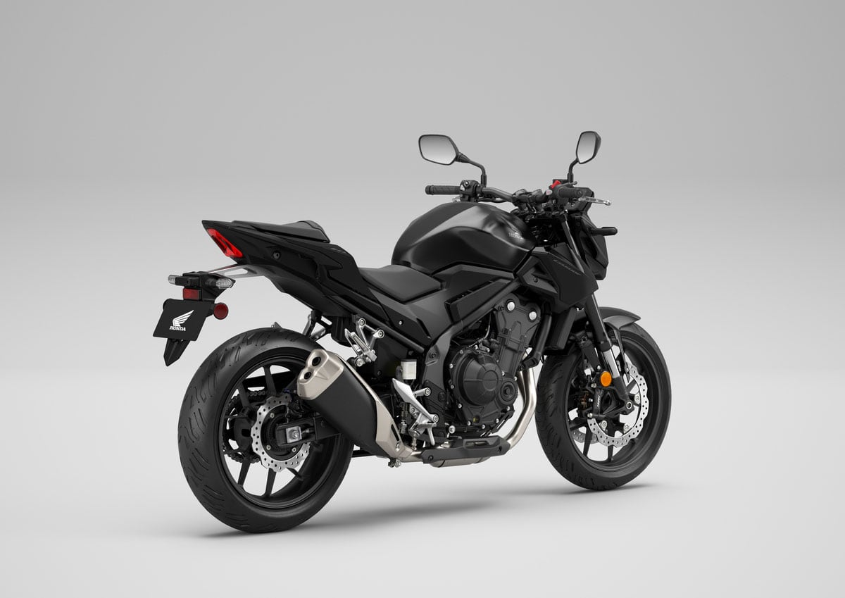 The 2024 Honda CB500F is only available in Matte Black Metallic.