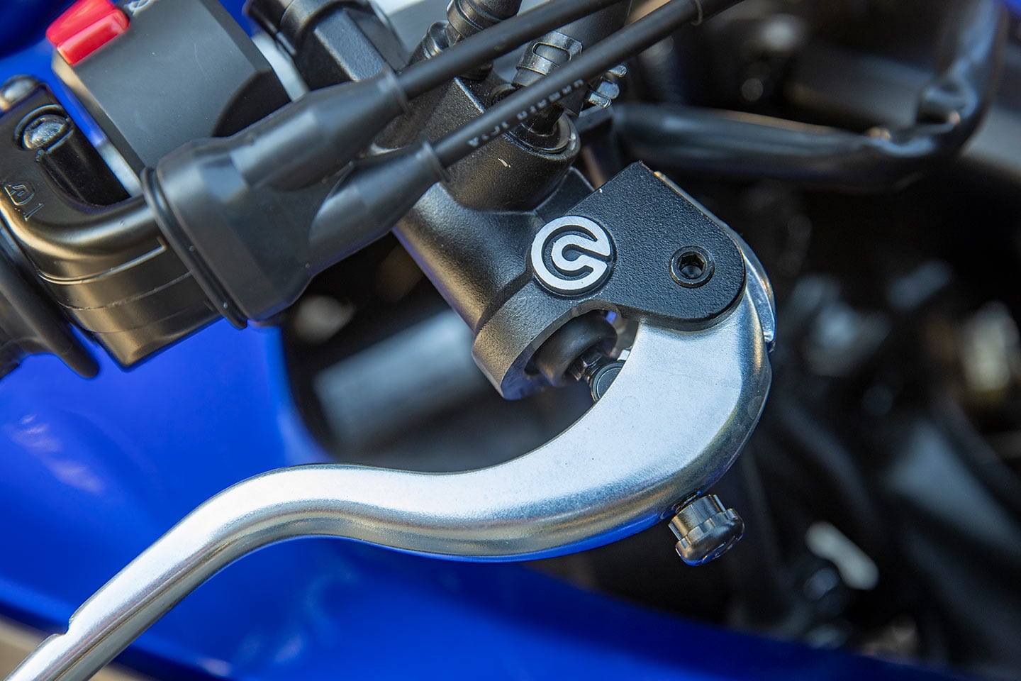 The 2024 Yamaha YZF-R7 comes with a Brembo front-brake master cylinder.