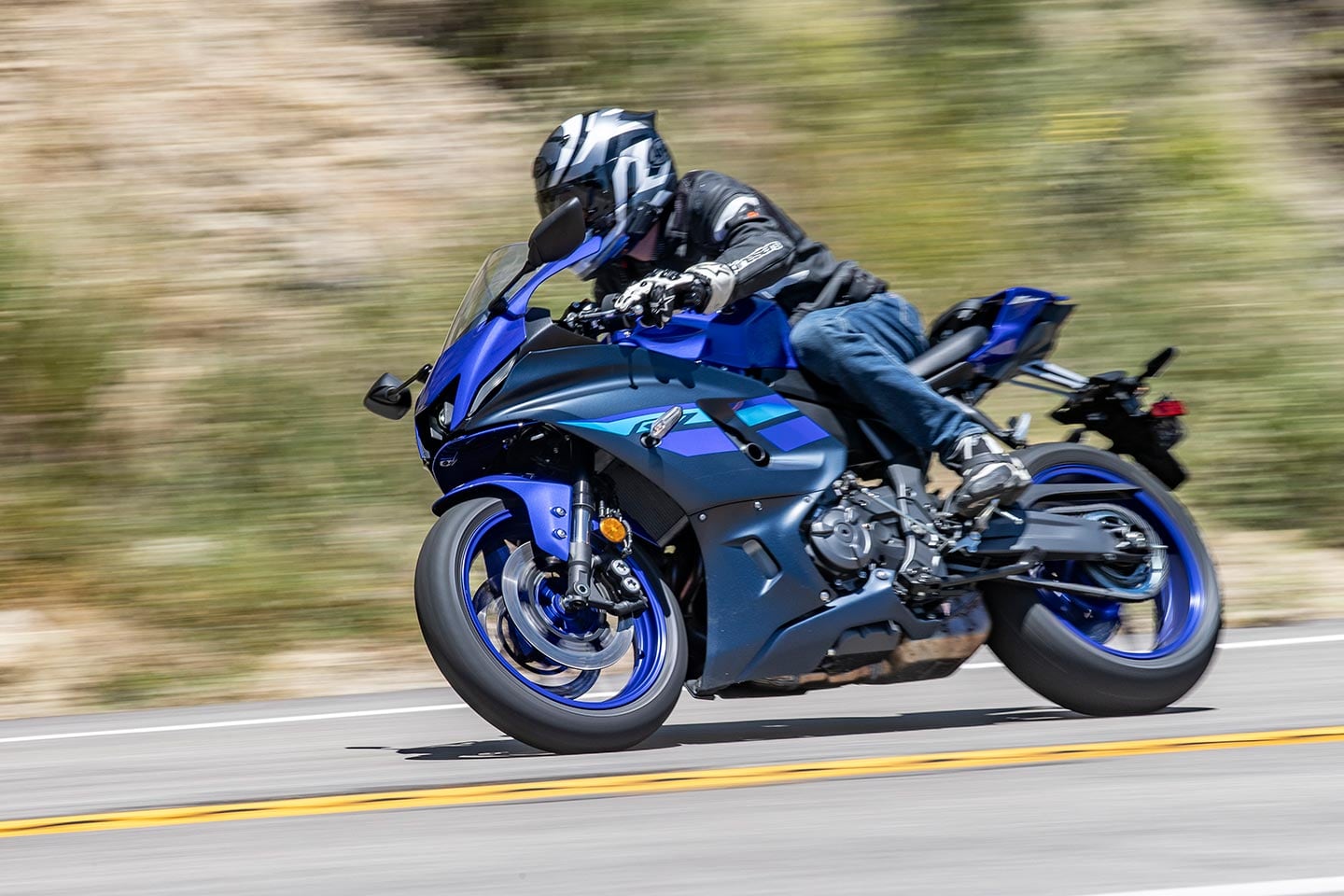 There is no question that the Yamaha has the most committed sportbike riding position.