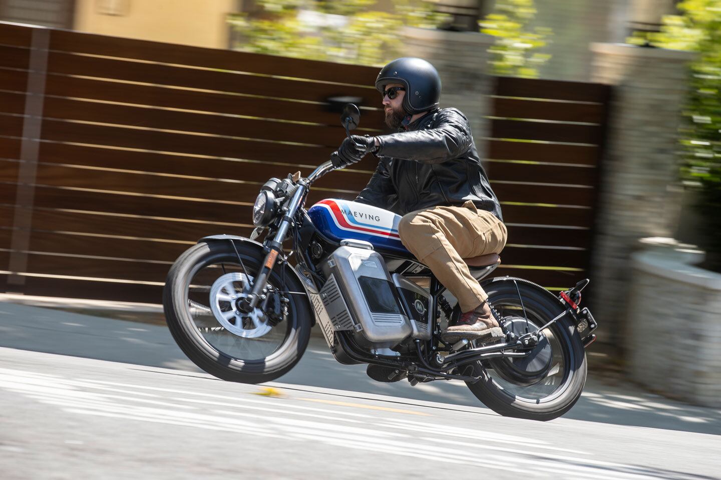 Narrow, 19-inch wheels and a light 293-pound curb weight means the RM1S is nimble and fun to ride on roads outside of the downtown city grid.