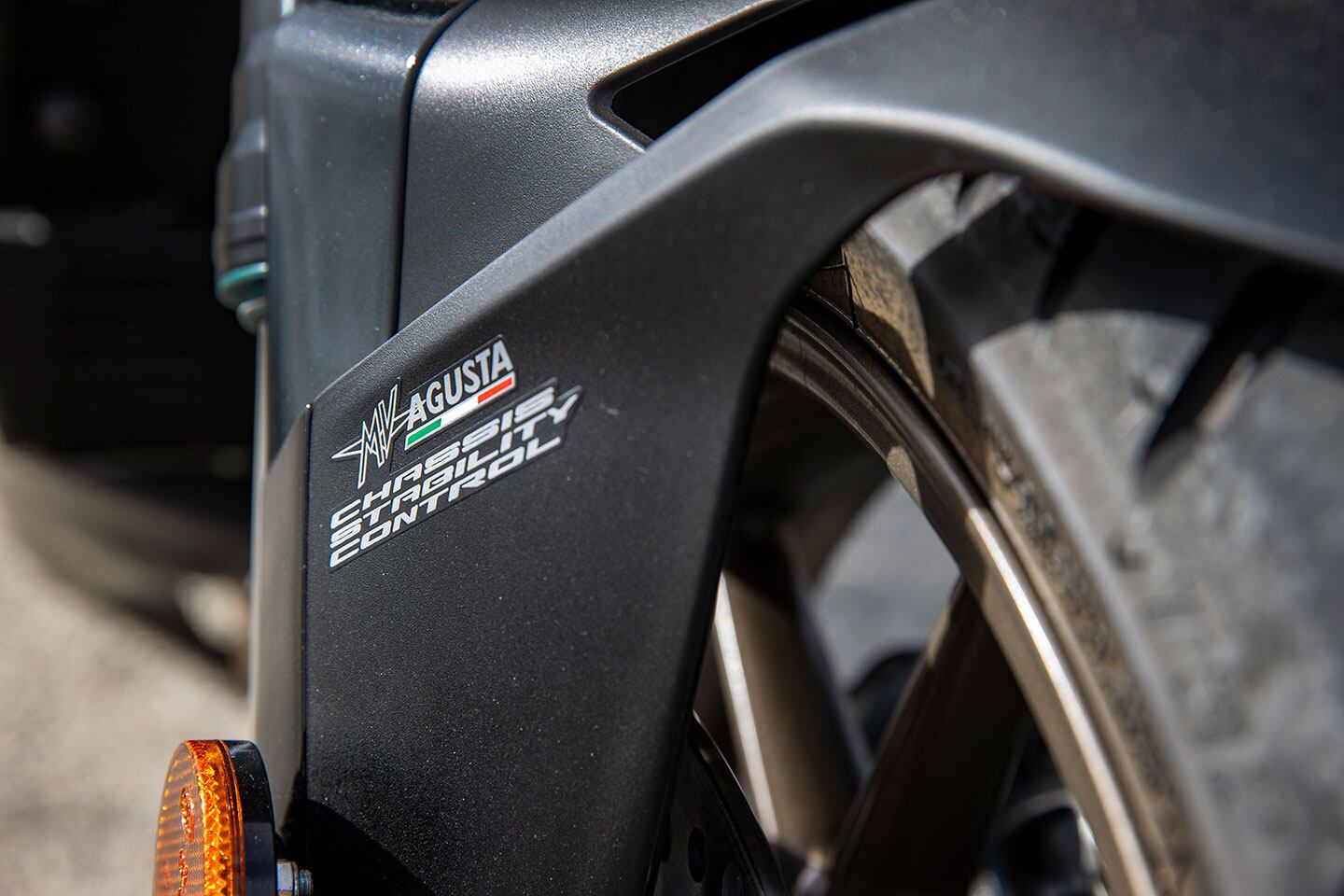 MV Agusta’s semi-active suspension is managed by the company’s Chassis Stability Control system.