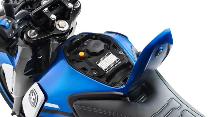 Not only does the Freedom 125 have a 12-liter CNG tank, but it also has a half-gallon gasoline tank as a backup.