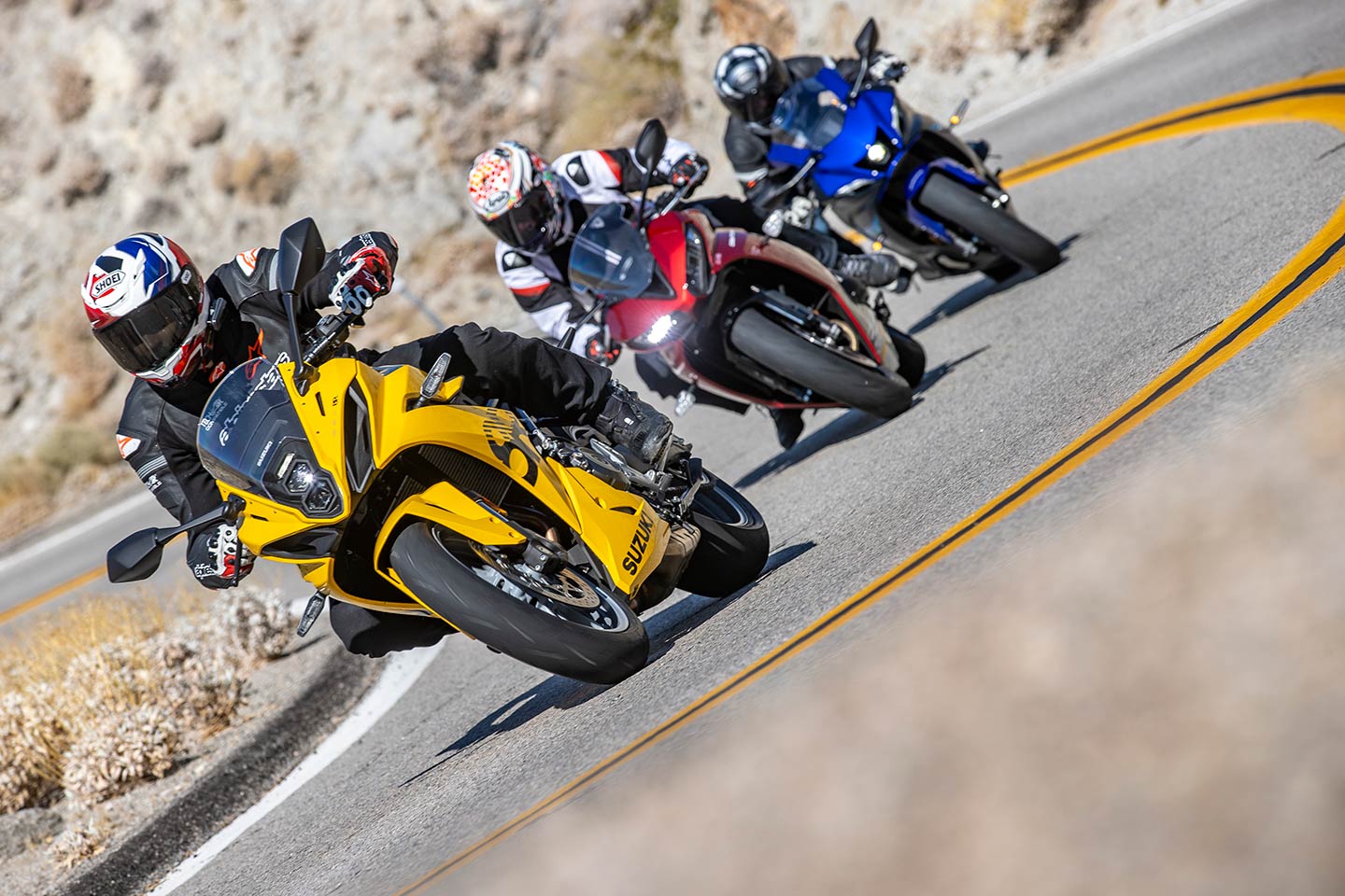 Sportbikes get that title for a reason, so they must prove their chops out on twisty roads.