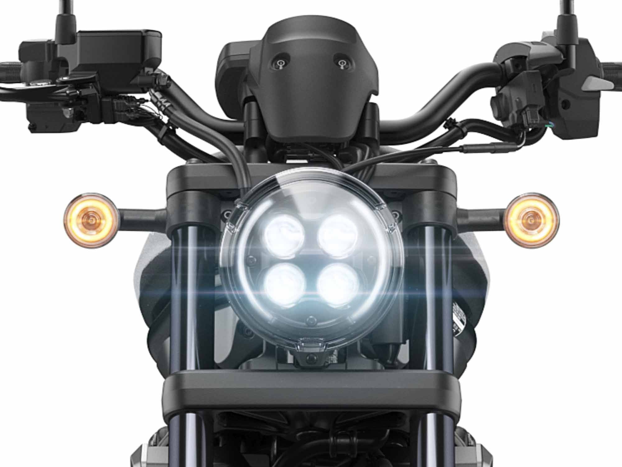 LED headlight. The Rebel 1100 has a seamless tank and steel fenders for a premium look.