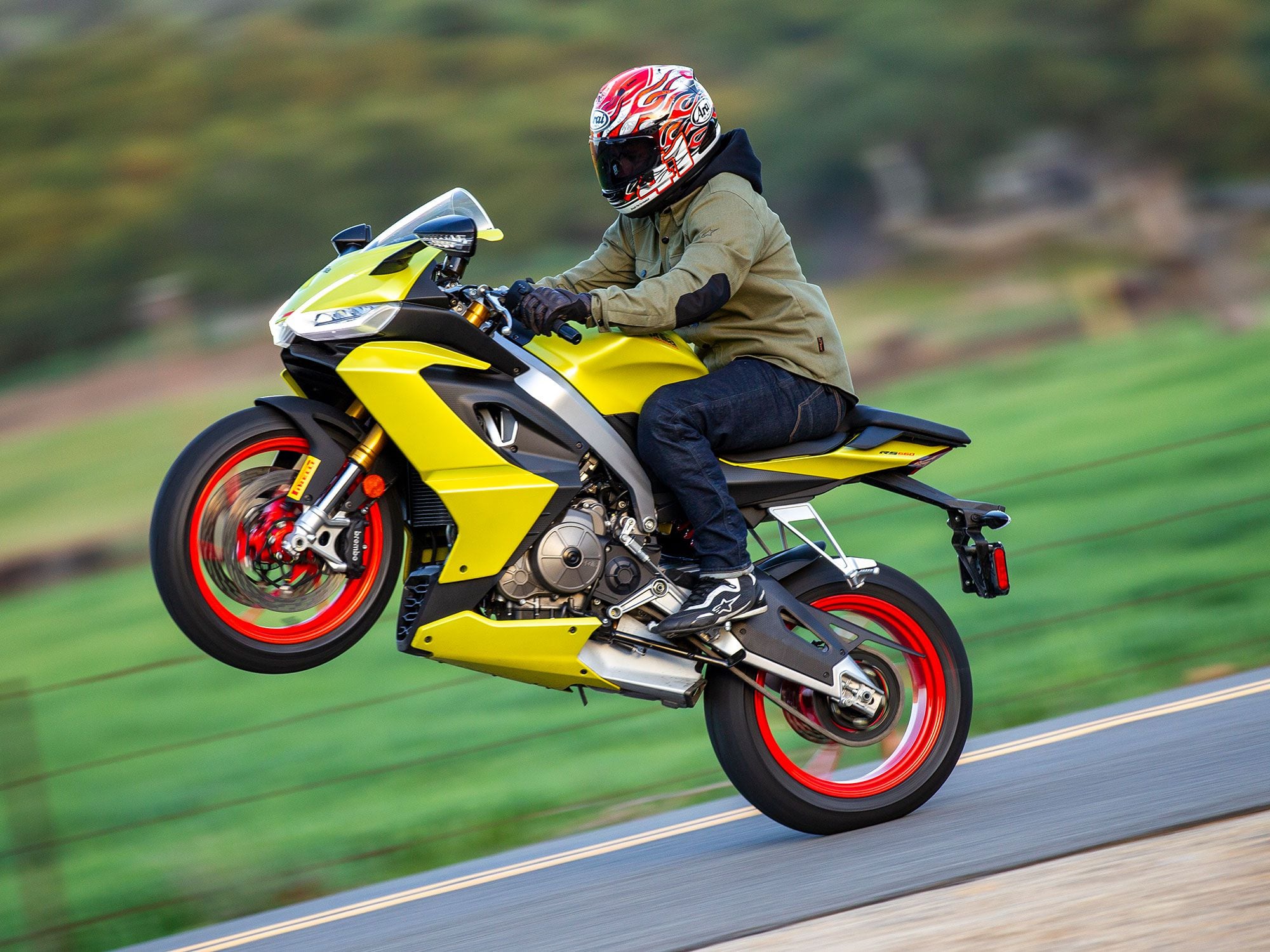 Aprilia enough for you? Disabling all the rider-aid functions allows the RS 660 to take life!