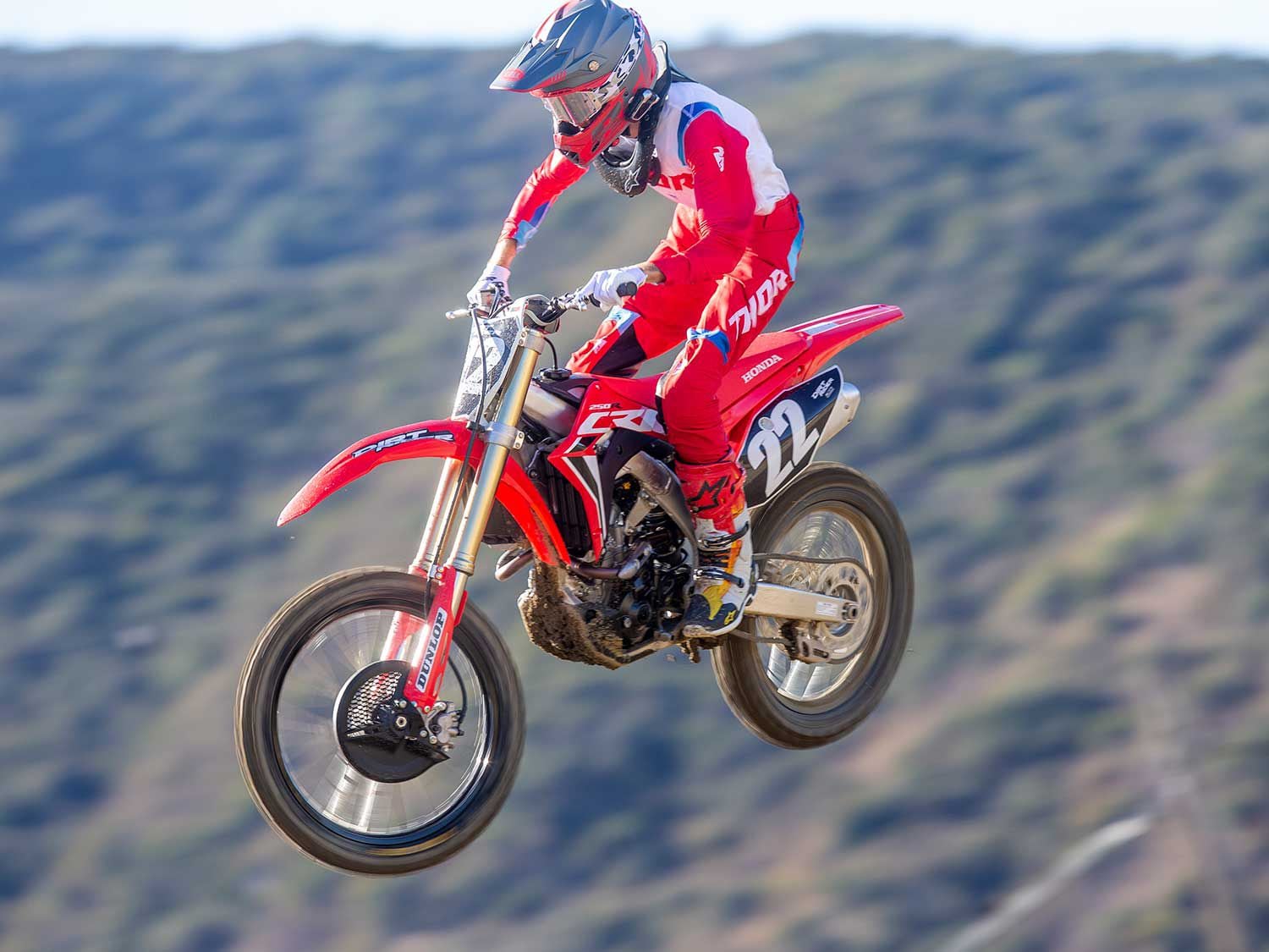 “In addition to its suspension lacking some suppleness in the initial part of the stroke, the CRF250R’s chassis has a slightly rigid feel as well—the combination of which make it fun to ride on a smooth track with lots of corners, but not as enjoyable or predictable on a rough and gnarly track like Glen Helen.” <em>—Andrew Oldar</em>