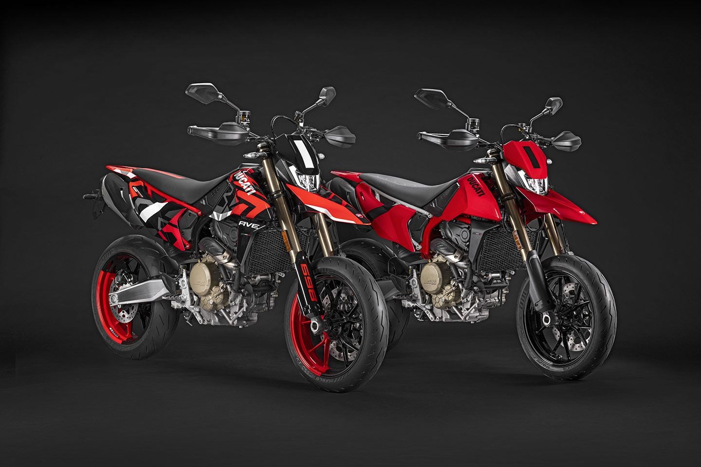 Two versions of the Hypermotard 698 Mono are available, the RVE gets graphics inspired by “street art.”